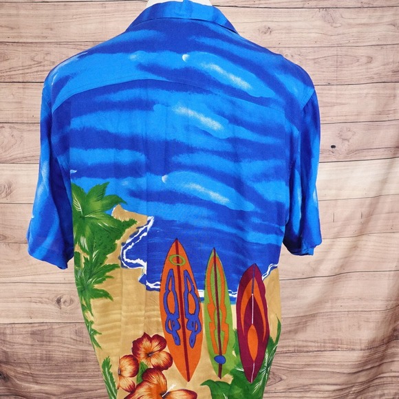 THUMBS UP FOR HIM SHORT SLEEVE 100% RAYON BEACH SURF BOARD HAWAIIAN SHIRT MENS M - Picture 3 of 6